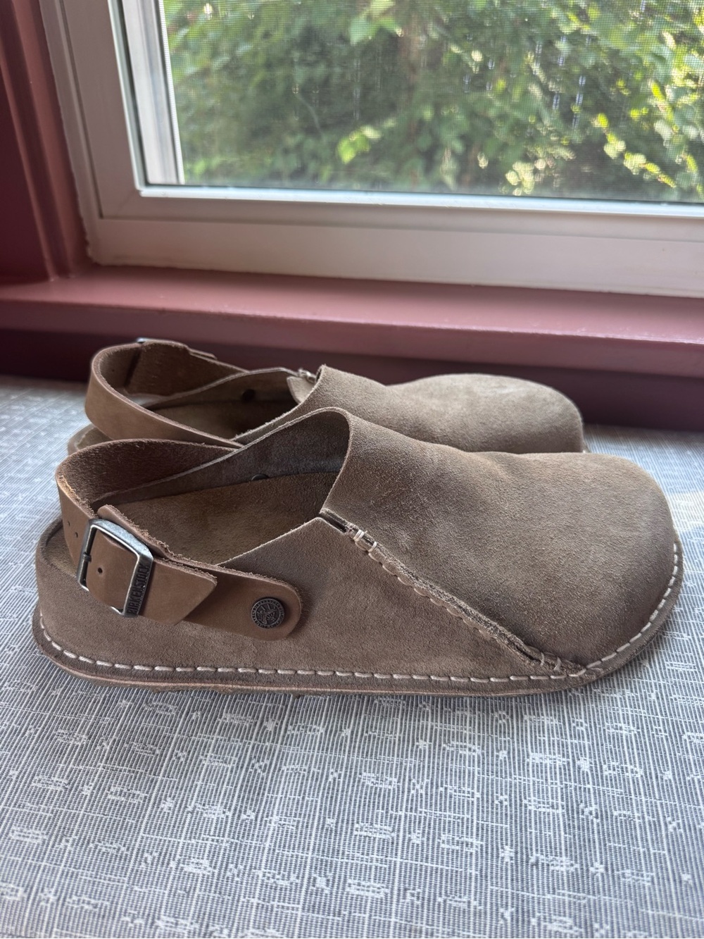 Birkenstock Lutry Gray Taupe  Premium Suede Slip-On Convertible Strap Clog - 43